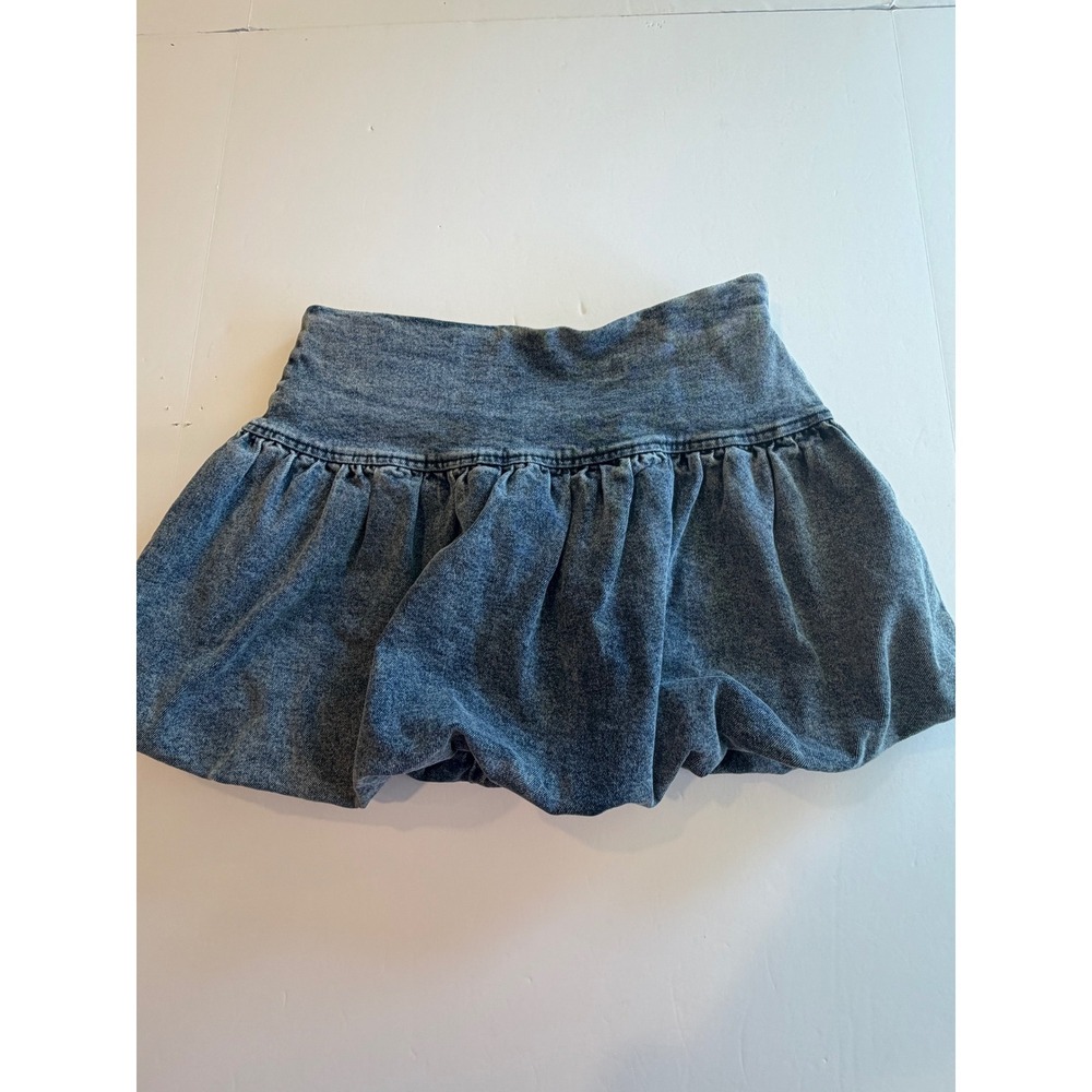 Le Lis Collection Denim Bubble Mini Skirt Acid Wash Blue Small